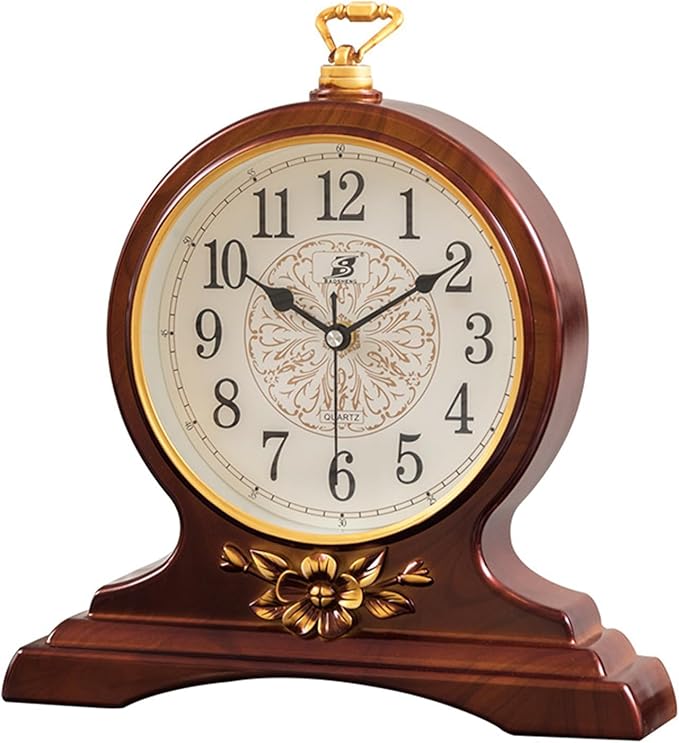 Silent Movement Mantel Clock - Elegant Vintage Home Décor for Office, Desk, Fireplace, Shelf - HD Glass Lens for Classic Style and Accurate Timekeeping