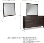 Signature Design by Ashley Vanmore Contemporary 7-Drawer Dresser and Mirror with Anti-Tipping Restraint, Dark Brown