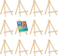Falling in Art 12 Pack Mini Wooden Display Easels, 10 Inch Tripod Painting Easel Stand, Portable Art Canvas Holder for Photos, Prints and Signs