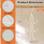 TOPIA HANGER Purse Hanger Organizer for Closet, 2-Pack Handbag Organizer Hanger, 360°Swivel Metal Purse Hooks, Bag Rack, Belt Organizer, Tie Rack, Scarf Hanger, Bag Storage Organizer, Ivory White