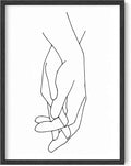 Y2K BOO Holding Hands UNFRAMED Wall Art Interlocking Fingers Connection Continuous Line Drawing 12x16 Inch Heavyweight Paper Modern Studio Decor