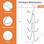 TOPIA HANGER Purse Hanger Organizer for Closet, 2-Pack Handbag Organizer Hanger, 360°Swivel Metal Purse Hooks, Bag Rack, Belt Organizer, Tie Rack, Scarf Hanger, Bag Storage Organizer, Silver