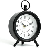 EMAX HOME Small Black Desk and Shelf Clock, 4.7*7.3 Inch Retro Elegant Tabletop Clock with Glass Cover, Silent Non-Ticking Battery Operated Decorative Clock for Living Room, Office, Bedroom, Gift Idea