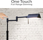 O’Bright Dimmable LED Pharmacy Floor Lamp, 12W LED, Full Range Dimming, 360 Degree Swing Arms, Adjustable Heights, Standing Lamp for Reading, Sewing, and Craft, ETL Listed (Black)