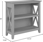 Bush Home Key West Small 2 Shelf Bookcase in Cape Cod Gray, Compact Home Organizer, Vertical Storage Solution, Bookshelf for Office or Living Room