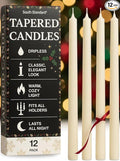 Premium White Taper Candles Stick | Bulk12 Pack | 9'' Inches | Dripless, Unscented, Smokeless Dinner Candlesticks | 7+ Hour Long Burning for Elegant Weddings, Parties & Home Decor