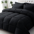 JOLLYVOGUE King Comforter Set, Ultra-Soft Bed in a Bag King Size 7 Pieces, Oeko-TEX Certified Bedding Set with Down Alternative Comforter, Sheets, Pillowcases & Shams, Black