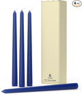 10-Inch Tall Dripless Taper Candles Set of 4 - Classic Blue Tapered Candles, Perfect for Spring - Smokeless, Unscented, Long Burning - Hand Poured, Colored Tall Candlesticks - Dark Blue