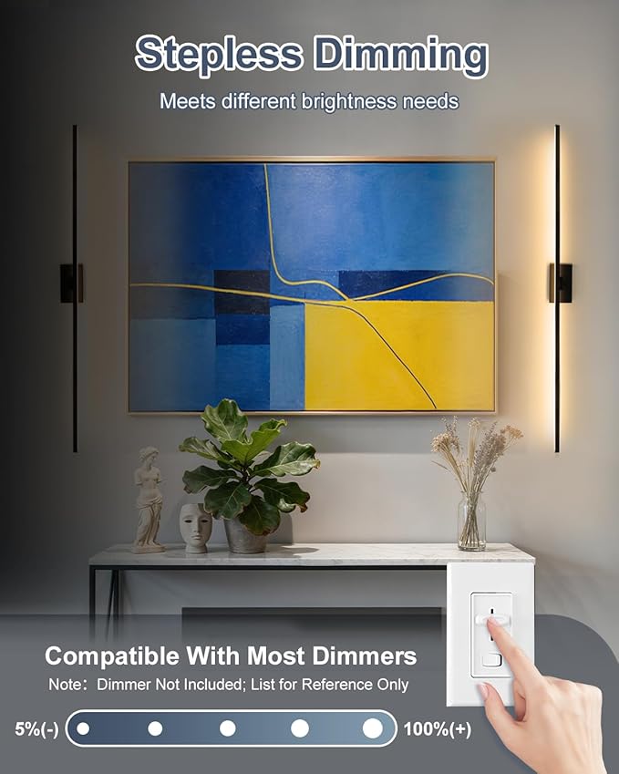 Bathroom Lights Over Mirror, 48 Inch 32W IP44 Black Modern Vanity Light, 5CCT Adjustable (2700K–5000K), Dimmable LED Light Fixture, Dual-Sided, 180° Rotatable Angle, ETL