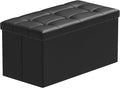 BRIAN & DANY 30 Inches Storage Ottoman Bench, Faux Leather Ottoman with Storage, Folding Bench Shoe, Foot Rest Stool, for Living Room, Black