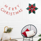 YEAHOME Chrismas Wall Decorations Indoor - 11 inch Metal Flower Wall Art Decor, Poinsettia Yard Garden Decor Hanging for Kitchen, Bathroom, Bedroom, Handmade Gift for Home, Indoor or Outdoor