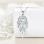 Dream Catcher Necklace Sterling Silver Moonstone Tree of Life Necklace for Women Dream Catcher Jewelry Gifts