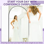 Full Length Mirror, 83"x44" Floor Mirror Freestanding, Oversized Floor Standing Full Body Mirror with Stand for Bedroom, Hanging Mounted for Living Room Cloakroom, Black, Arched