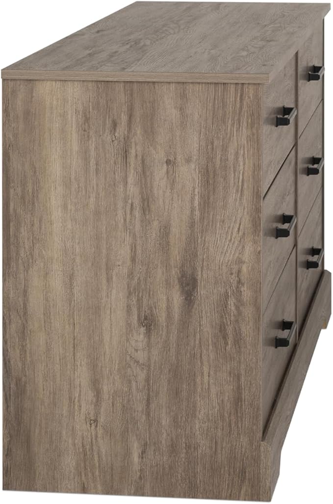 Prepac Rustic Ridge Farmhouse 6-Drawer Double Dresser, Brown Dresser for Bedroom, Chest of Drawers with 6 Storage Drawers, 53.25” wide x 18.25” deep x 28.5” tall, Brown