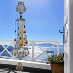 Garden Owl Wind Chimes Outdoor Indoor Decor - with 4 Tubes 6 Bells 7 Owls 36In Waterproof Mobile Romantic Windchimes, Owls Wind Catcher for Home, Xmas Mom Gifts, Balcony, Festival, Garden Decoration