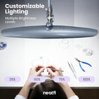 Neatfi XL Nail Desk Lamp with Clamp, 2200 Lumens, 20-Inch Wide Head, Dimmable 4 Levels, 6500K, LED Task Light for Manicure Table, Crafts, Workbench, Office (Non-CCT, Gray)