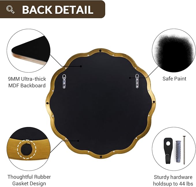 ANDY STAR Brushed Gold Round Wall Mirror 30 Inch, Brass Round Bathroom Mirrors for Over Sink, Anti-Rust Brass Circle Mirror for Bathroom, Entryway