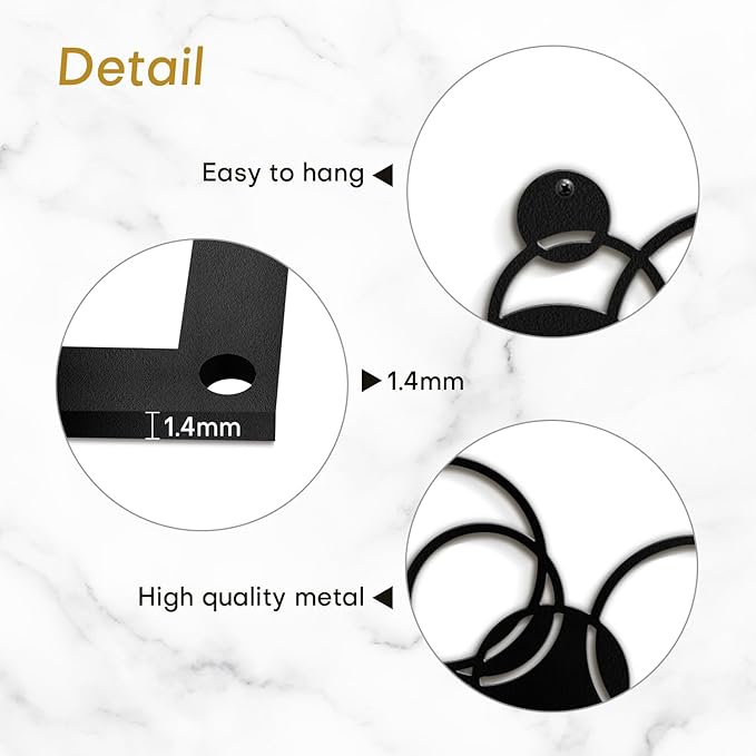 SIGNLEADER Metal Wall Art Decor Circle Shapes Minimalist Modern Abstract Wall Sculpture Hangings Home Decoration for Living Room, Bedroom, Bathroom, Kitchen, Outdoor - 36" Black
