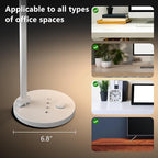 LED Desk Lamp for Home Office, Eye-Caring Modern Desk Light, 3 Color Temperature 10 Brightness Computer Light, Dimmable Desk Light with Memory & Timer Func, Metal Swing Arm Table Lamp (White)
