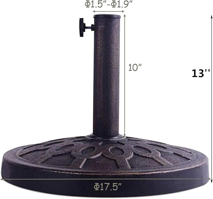 Giantex 30lbs Patio Market Umbrella Base, Heavy Duty Outdoor Stand, Cast Iron Umbrella Holder for Garden Beach, Classic Round Umbrella Standing Deck Porch