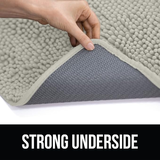 KANGAROO Bathroom Rugs, Chenille Soft Absorbent Bath Rug, Shaggy Shower Mat, Quick Dry Machine Wash Bathmat, Plush Carpet Mats for Tub, Bathtub and Room Home Decor Accessories, 30x20, Cream