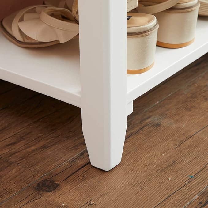 Shoe Rack Bench for Entryway with Storage, 48", 3-Tier Wooden Shoe Bench for Hallway, Front Door, Entrance, White