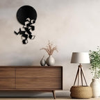 SIGNLEADER Metal Wall Art Decor Circles Abstract Shapes Minimalist Modern Abstract Wall Sculpture Hangings Home Decoration for Living Room, Bedroom, Bathroom, Kitchen, Outdoor - 30" Black