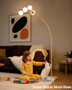 Lightdot 63IN Gold Floor Lamp 4-Lights Globe LED Floor Lamps with 3000K Soft Warm Golden for Wedding/Party, Modern Tall Lamp for Living Room/Bedroom/Sofa Beside/Corner Decor (Bulbs Included)