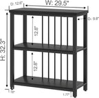 FOLUBAN Bookshelf, Modern 3 Tier Bookcase, Wood and Metal Book Shelves for Living Room Office Bedroom, Rustic Black Oak