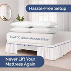 Wrap Around Dust Ruffle Bed Skirt - Antique White - for Full Size Beds w/ 12 Inch Drop - Easy Fit Elastic Strap - Adjustable Pleated Bedskirt w/Brushed Fabric, Wrinkle Free Women, Men, Kids & Teens