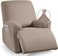 TAOCOCO Recliner Chair Covers 4-Pieces for Oversized Recliner, Stretch Recliner Slipcover for Large Recliners Washable Polyester Soft Fabric Furniture Protector (Oversized Recliner, Khaki)