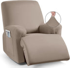 TAOCOCO Recliner Chair Covers 4-Pieces for Oversized Recliner, Stretch Recliner Slipcover for Large Recliners Washable Polyester Soft Fabric Furniture Protector (Oversized Recliner, Khaki)