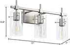 SOLFART Brushed Nickel Bathroom Light Fixtures, 3-Light Modern Vanity Light Over Mirror, Wall Sconces with Milky White Frosted Glass Shades, E26 Socket (Bulbs Not Included)
