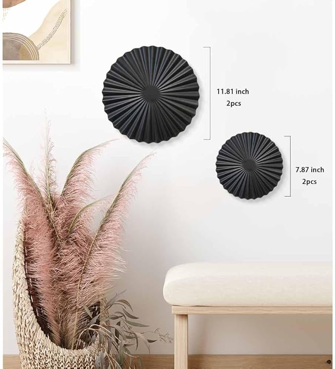 ITrixgan Black Metal Wall Art Decor For Living Room, Wall Hanging Decor Set Above TV Wall Decor, Gothic Room Decor for Bedroom Round Decorative Wall Art, Black Wall Decorations For Home Above Bed