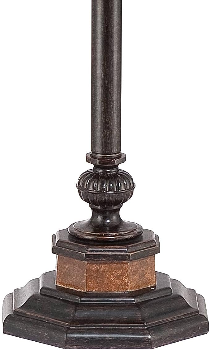 Kathy Ireland Sonnett Industrial Vintage Floor Lamp Standing 63 1/2" Tall Bronze Metal Faux Marble Ivory Linen Bell Shade for Living Room Reading House Bedroom Home Family Office
