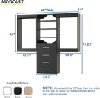 Modular Closet Organizer, 66" Wide with Hanging and Drawers, Wood Tower Storage for Walk-in Closets, Wall-Mounted Black Wardrobe Kit