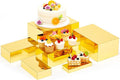 Leinuosen 6 Pcs Large Buffet Risers, 7 to 12 Inch Catering Dessert Table Risers Food Decorative Stands with hollow bottom for Catering Supplies, Party(Gold, Rectangle)