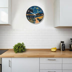 8 inch Silent Battery Operated Wall Clock, Decorative Round Wall Clock, Men Under The Starry Night
