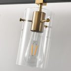 SOLFART 40.1 inch Vintage Brass Bathroom Vanity Light fixtures Bathroom Wall Lights Over Mirror with Glass Shade 5 Light