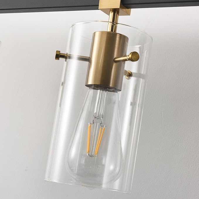 SOLFART Vintage Vanity Light Fixtures Wall Light for Bathroom Over Mirror Light with Glass Shade Light Fixtures (2 Lights-Exclude Bulb)