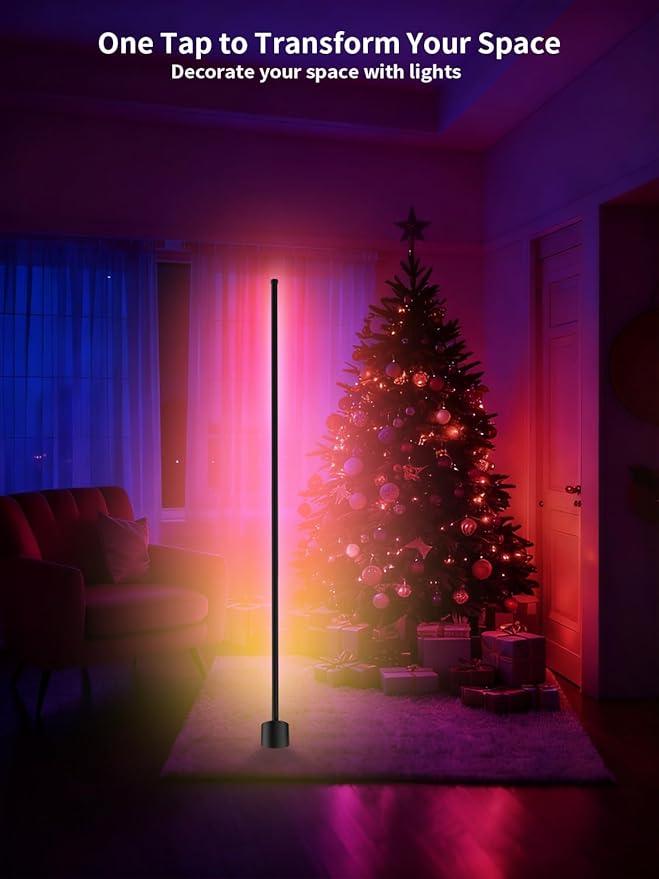 Corner Floor Lamp, RGB LED Lamp with Smart App and Remote Control Color Changing, Music Sync Ambience Lighting, Mood Lighting with 16 Million Colors for Bedroom Living Room Gaming Room