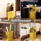 Detachable Base Umbrella Stand - Elegant Raindrop Design, Water Collection Tray, Gold/Black Finish, Durable Home & Office Organizer