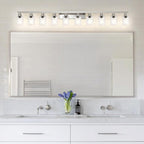Brushed Nickel Bathroom Vanity Light,10-Light Vanity Lights with Clear Glass,64.5in Modern Bathroom Wall Lights Fixtures Over Mirror,Wall Sconces Lighting for Bedroom Living Room,E26