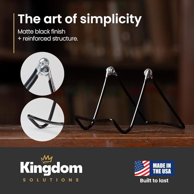 KINGDOM SOLUTIONS MADE IN USA 36-Pack Sturdy & Durable Adjustable Metal Easels to Display Books, Frames, Comics, Plates & More - Unique on the Market