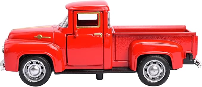 Christmas Red Truck Decor with Xmas Tree and Gifts Bags Little Red Pickup Metal Vehicle Vintage Christmas Decorations Rustic Farmhouse Table Decor Tiered Tray decor kitchen Shelf Decor Home Decor
