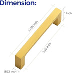 Ravinte 5 Pack Solid 3-1/2 Inch Kitchen Square Cabinet Handles Brushed Brass Cabinet Pulls Drawer Pulls Kitchen Cupboard Hardware Handles
