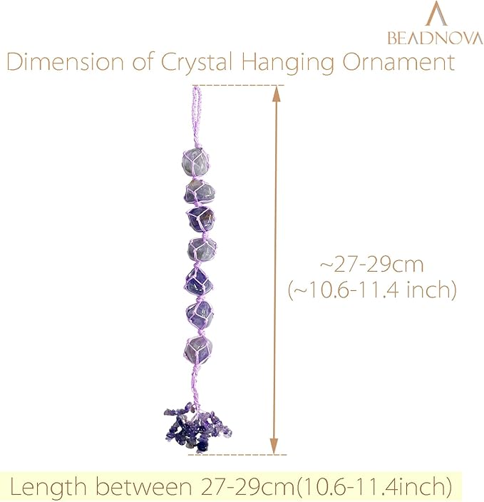 BEADNOVA Car Crystal Hanging Ornament Amethyst Positive Energy Gifts Crystal Car Accessories for Healing Decoration Yoga Meditation Home Decor