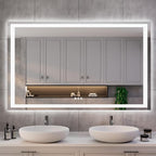 ISKM 50'' x 36' LED Mirror for Bathroom Lighted Vanity Mirror for Wall Front Lights + Backlit LED Bathroom Mirror Anti-Fog Tempered Glass ETL Listed