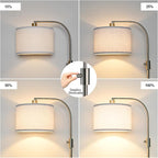 Nintiue Dimmable Floor Lamp, 1200 Lumens LED Edison Bulb Included, Arc Floor Lamps for Living Room Modern Standing Lamp with Linen Shade, ‎F1599