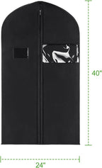 KEEGH 40" Suit Cover Bags for Men (Set of 10) Garment Bags for Hanging Clothes, Suit Bags for Closet Storage or Travel, Clothes Cover for Suits Coats with Clear Window and Label Pocket, Black